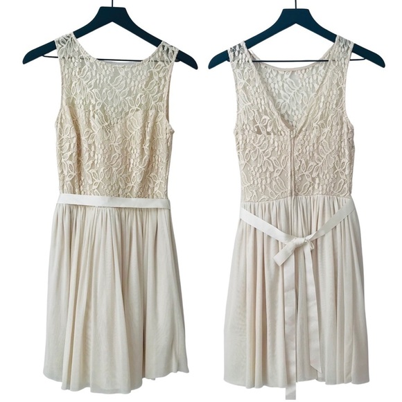 Speechless Lace Tulle Ivory Formal Cocktail Party Prom Fit & Flare Mini Dress - Picture 1 of 11